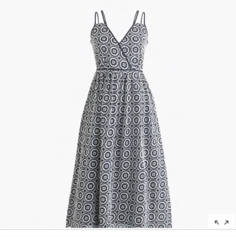 J.Crew Eyelet Midi Dress Navy White